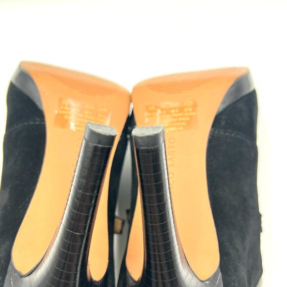 Franco Sarto Sabelle Black Suede Leather Booties Shooties Heels Pumps Shoes - Picture 12 of 14